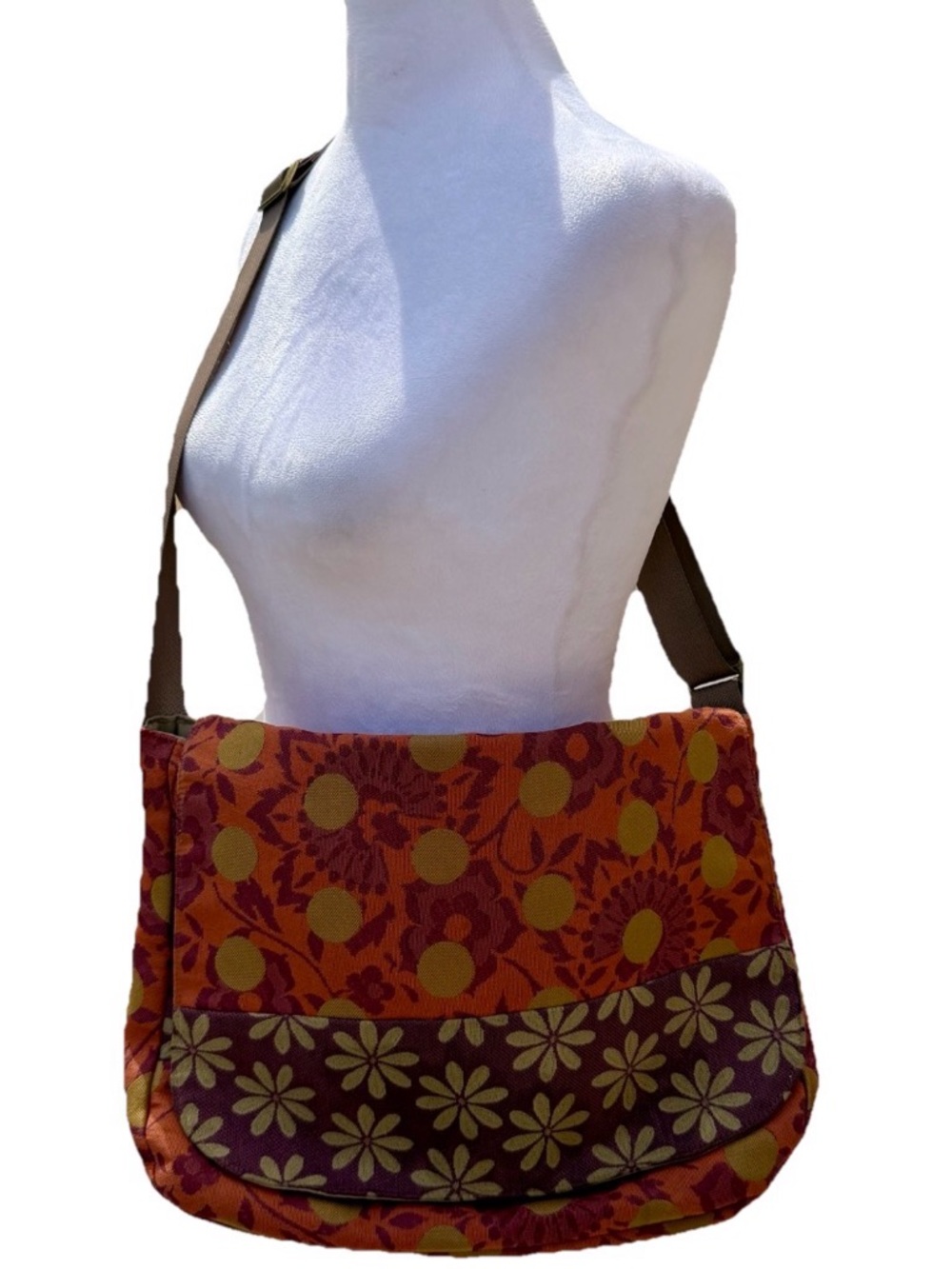 Maruca Handmade In Boulder Messenger Bag Shoulder Strap Floral Multicolor 16x10